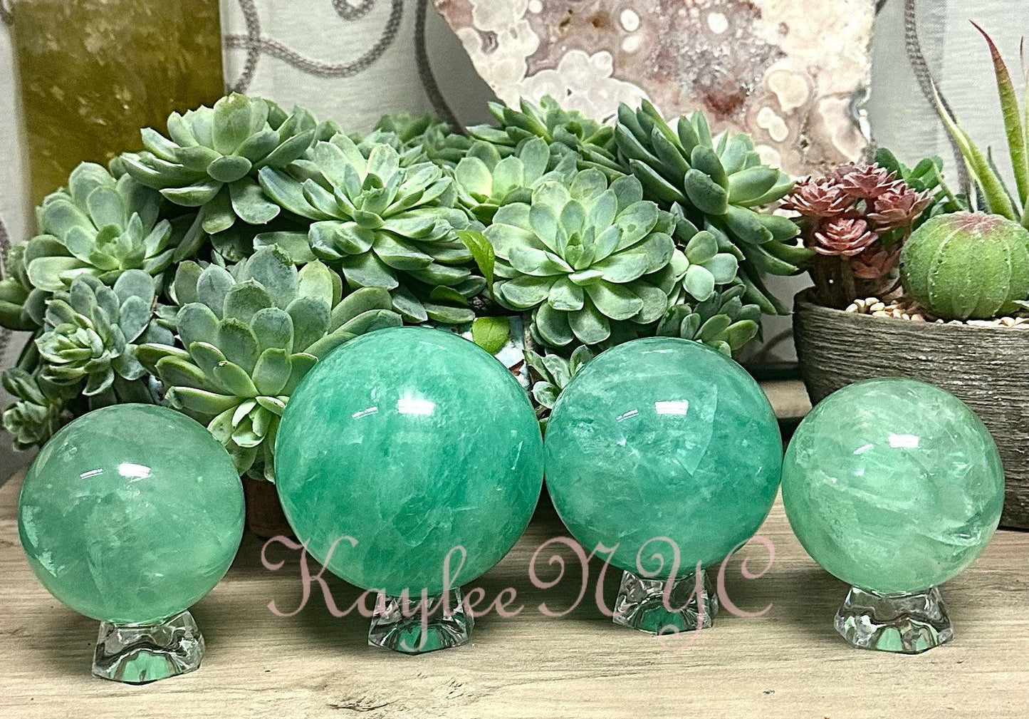 Wholesale Lot 4 to 5 Pcs Natural Green Fluorite Sphere Crystal Ball 4.8 to 5 lbs Nice Quality Healing