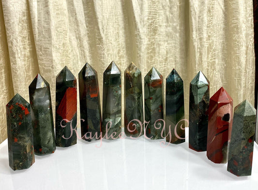 Wholesale Lot 2 Lbs Natural Bloodstone Obelisk Tower Point Crystal Energy