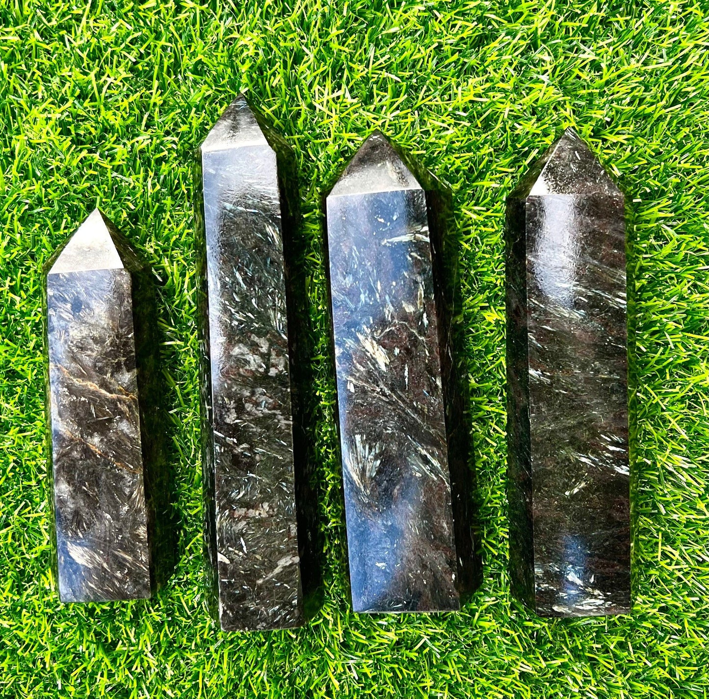 Wholesale Lot 3-4 pcs large Natural Astrophyllite aka Arfvedsonite Obelisk Tower Point Crystal Healing