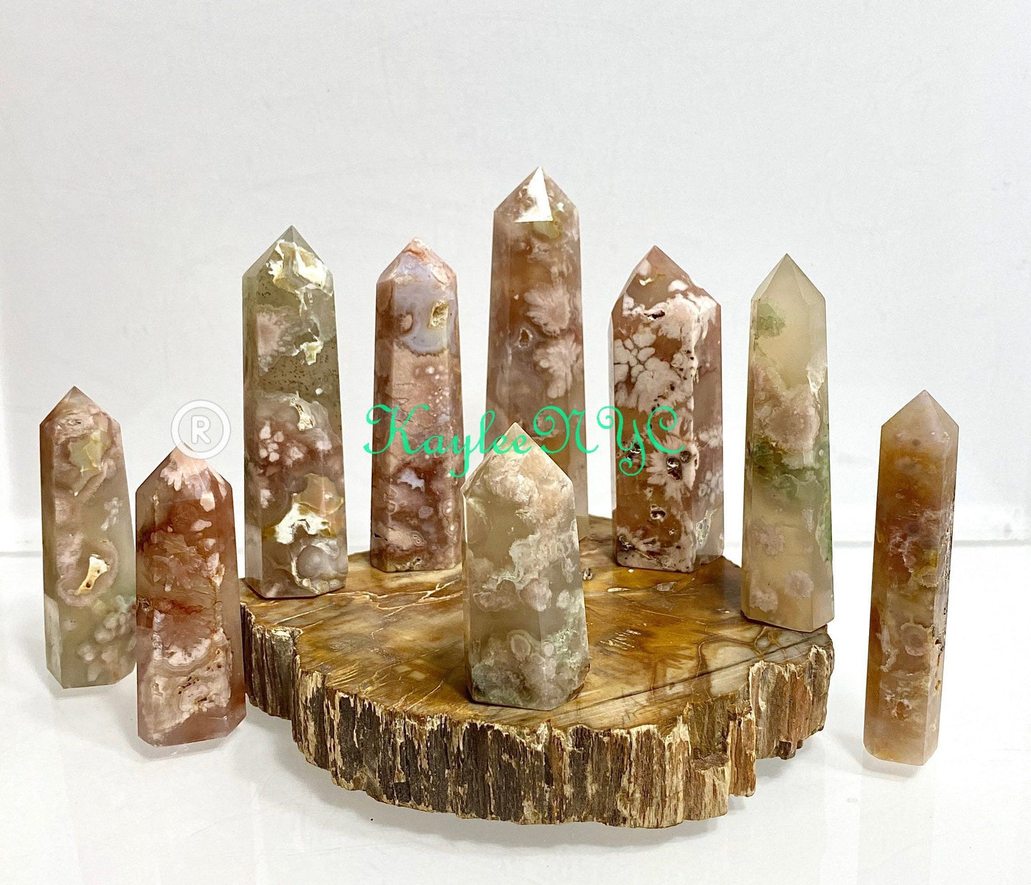 Wholesale Lot 1 Lb Natural Flower Agate Obelisk Point Crystal Healing Energy