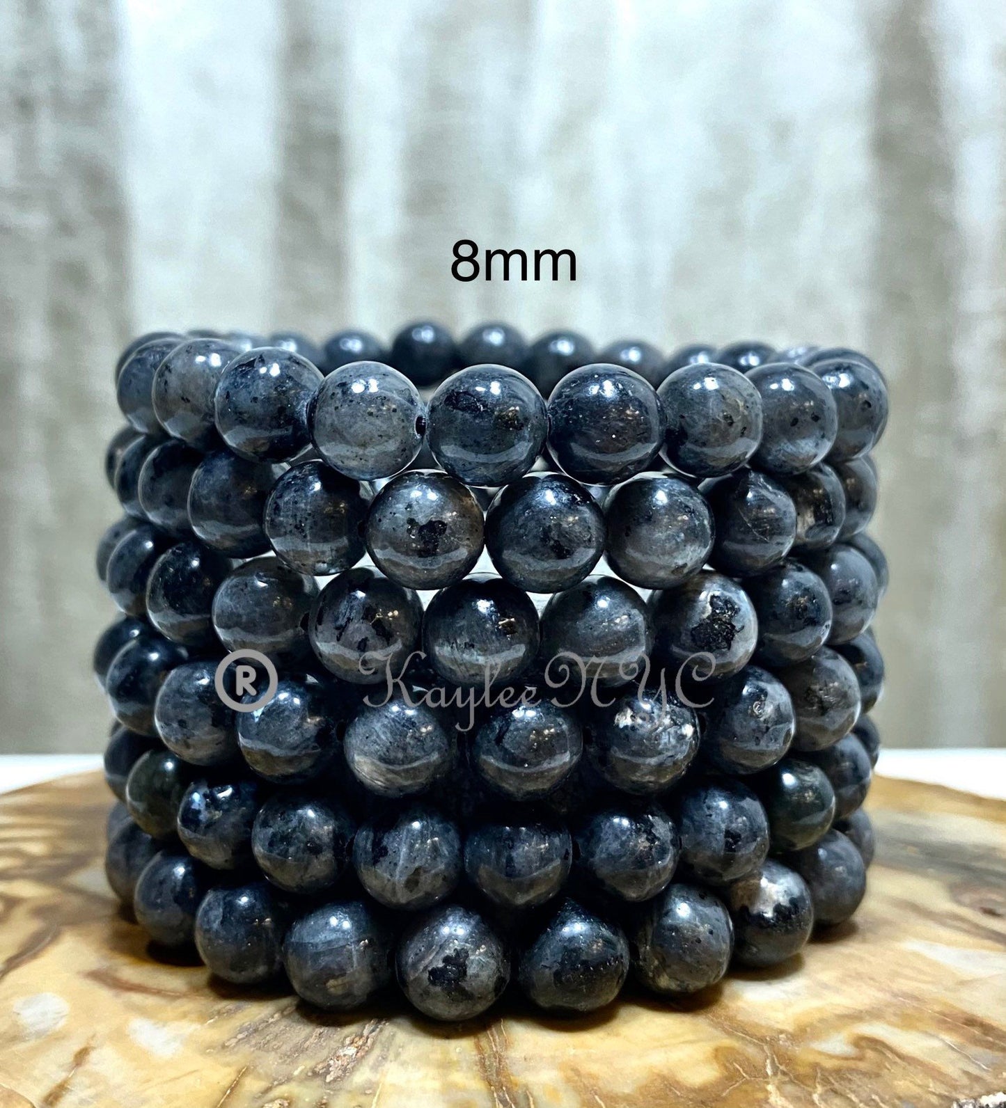 Wholesale 6 Pcs Natural Larvikite 8mm 7.5” Crystal Healing Stretch Bracelet