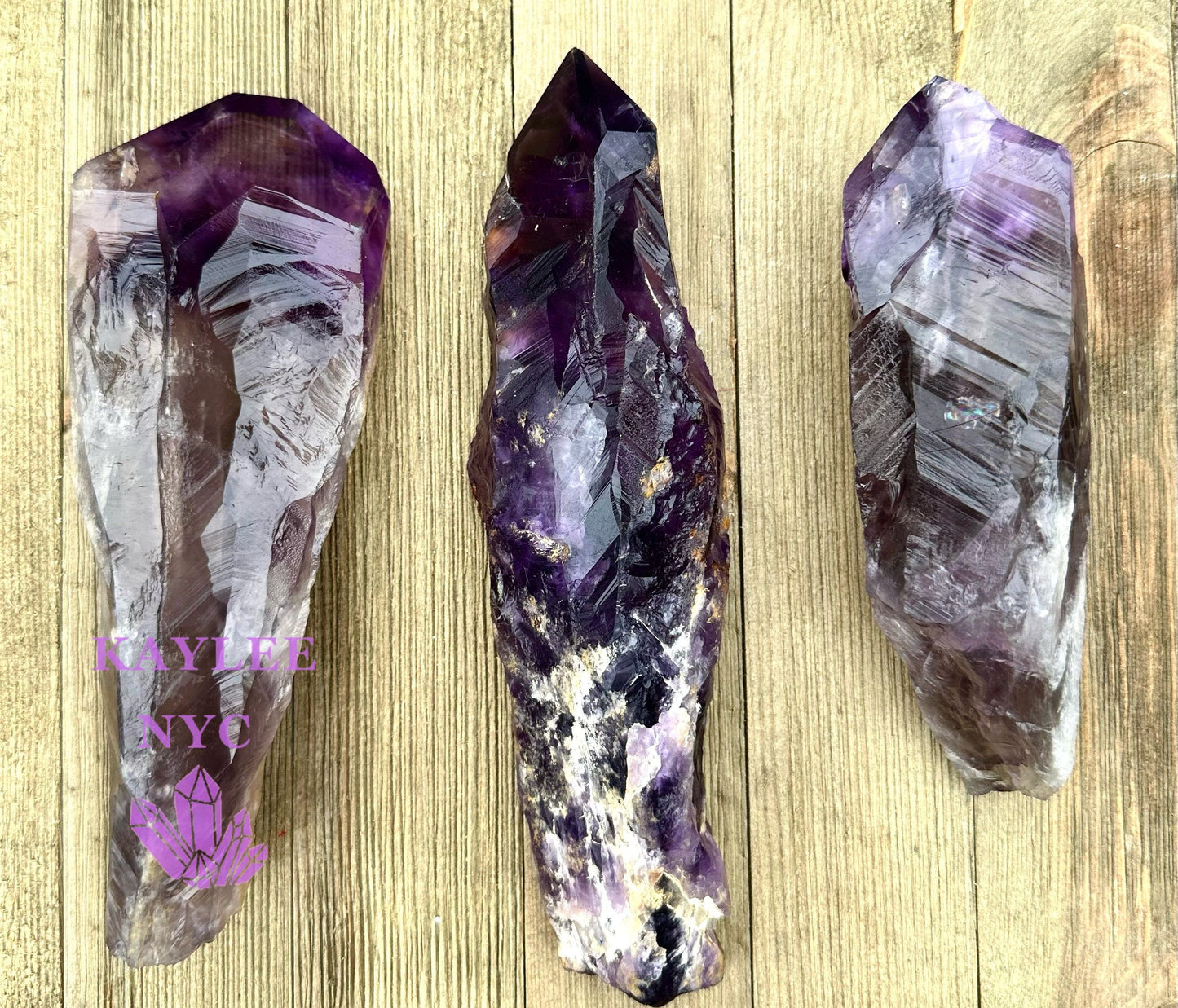 Wholesale Lot 3-4 Pcs Natural Bahia Amethyst Wand Dragon’s Teeth 2.8-3lbs