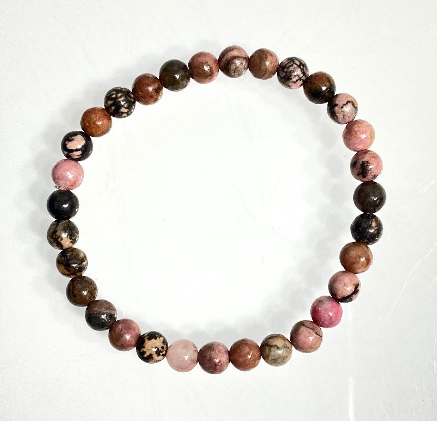 Wholesale Lot 6 Pcs Rhodonite 6mm 7.5” Crystal Healing Stretch Bracelet