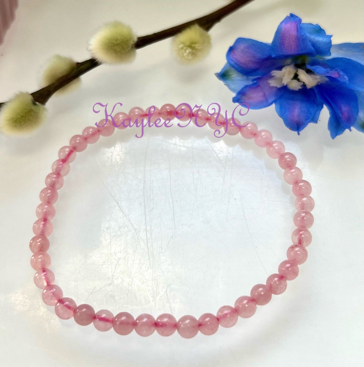 Wholesale Lot 6 Pcs Natural Rose Quartz 4mm 7.5” Crystal Healing Stretch Bracelet