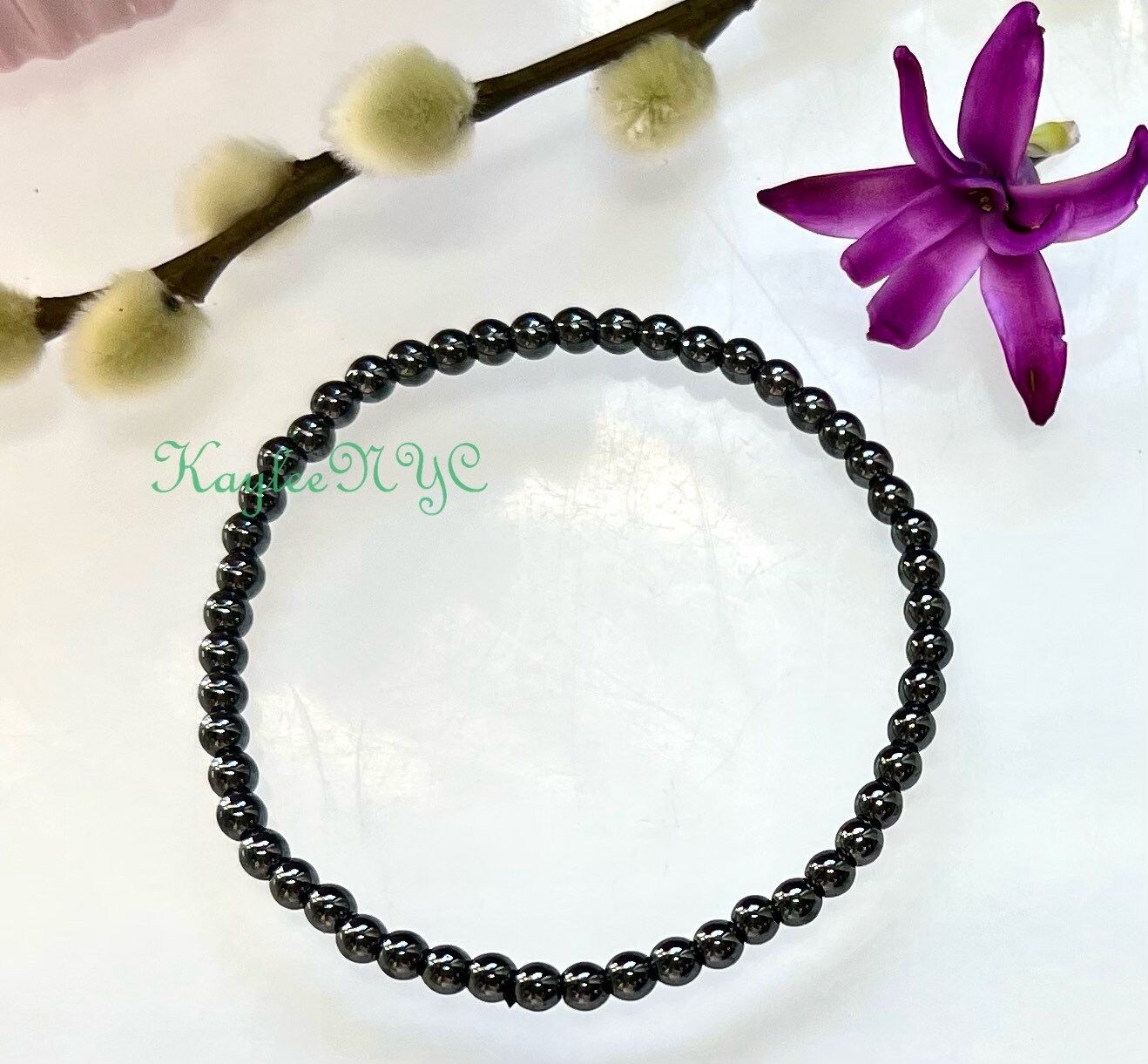 Wholesale Lot 6 Pcs Natural Hematite 4mm 7.5” Crystal Healing Stretch Bracelet