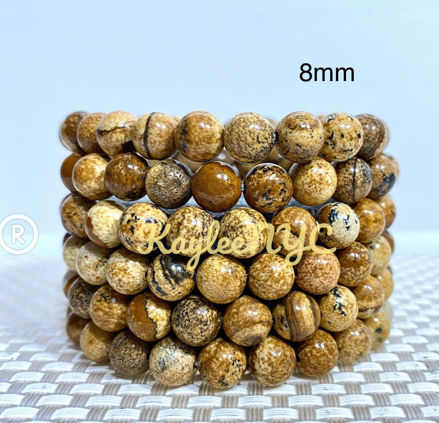 Wholesale 6 Pcs Natural Picture Jasper 8mm 7.5” Stretch Bracelet Crystal Healing Energy