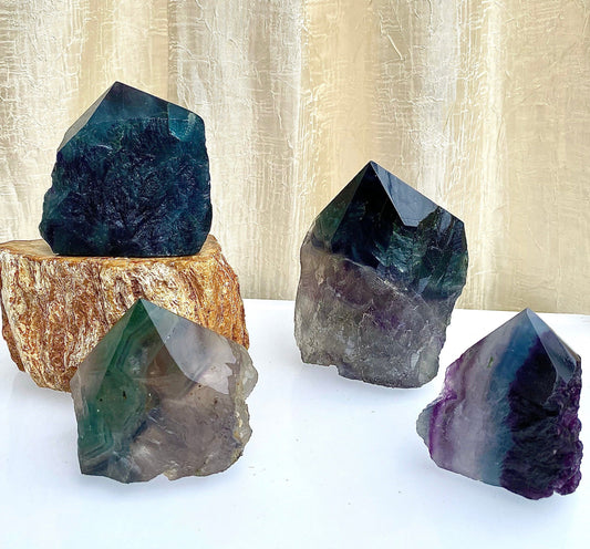 Wholesale Lot 2 Lbs Fluorite Semi Polished Points Crystal Natural Energy