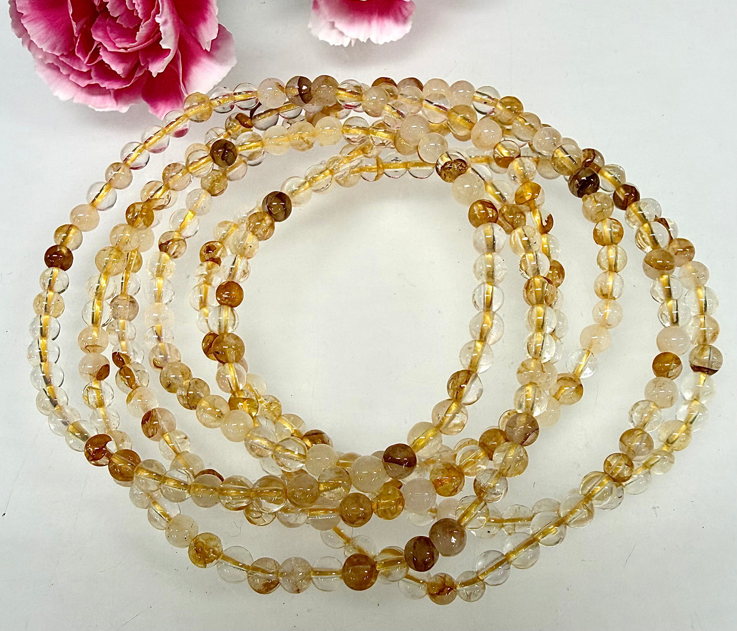 Wholesale Lot 6 Pcs Natural Golden Healer 4mm 7.5” Crystal Healing Stretch Bracelet