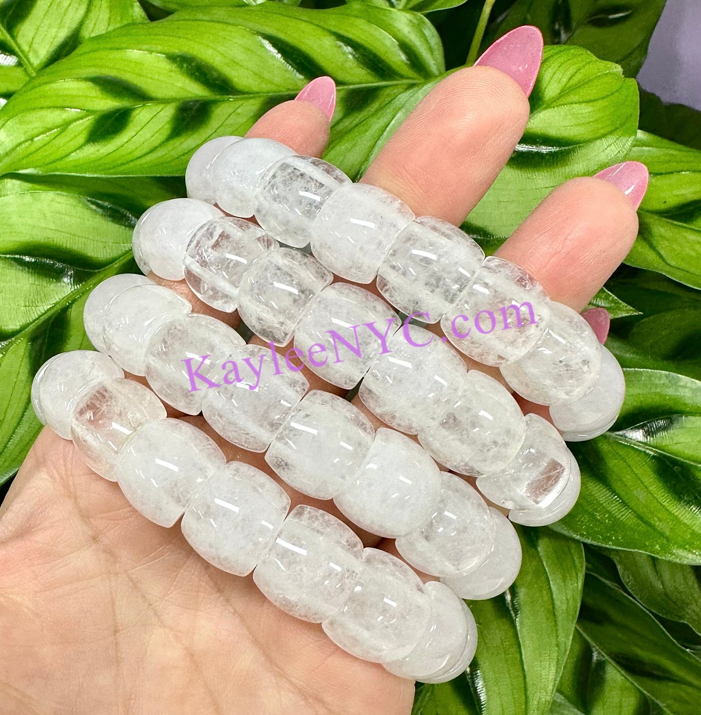 6 Pcs 15mm Natural Clear Quartz Stretch Bracelet 7.5” Crystal Healing Energy