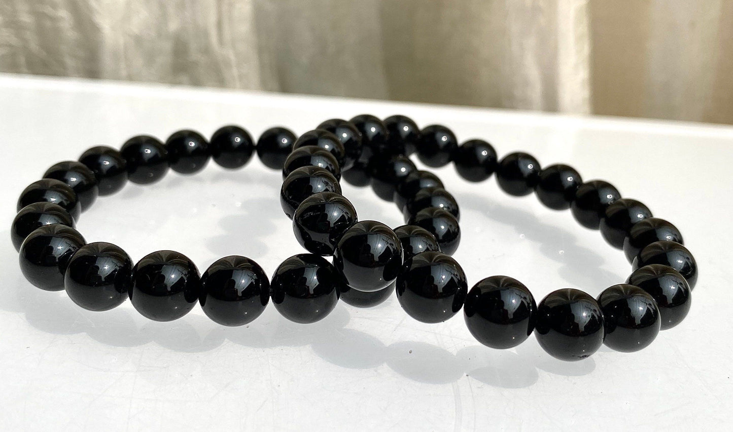 Wholesale 6 Pcs Natural Black Tourmaline 10mm 7.5” Crystal Healing Stretch Bracelet