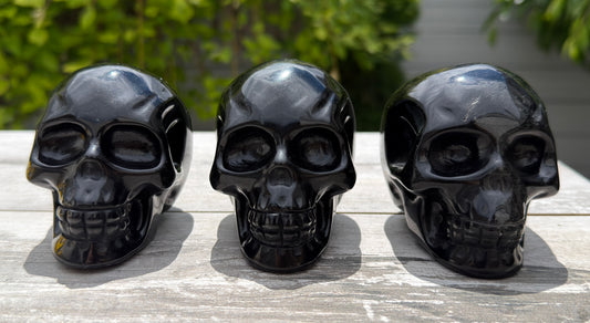 Wholesale lot 3 Pcs Natural Black Obsidian Skull