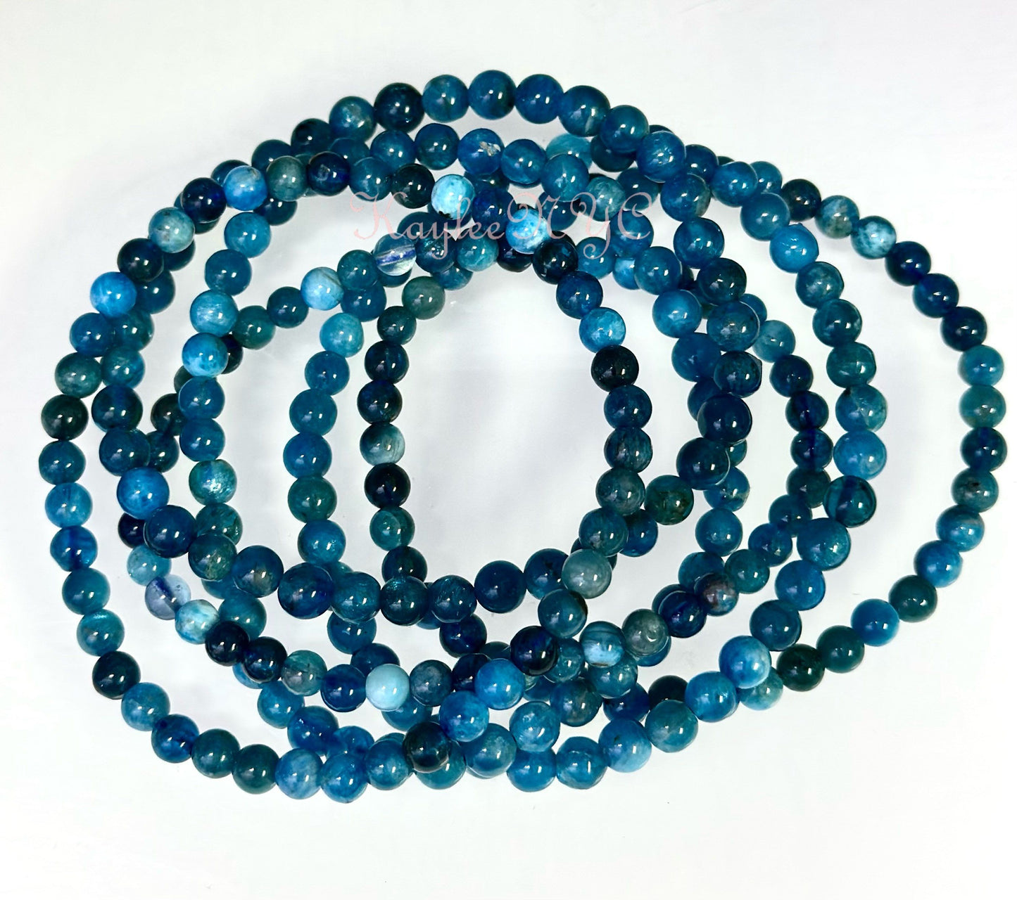 Wholesale 6 Pcs Natural Apatite Bracelet 5mm 7.5” Healing Energy Crystal Nice Quality