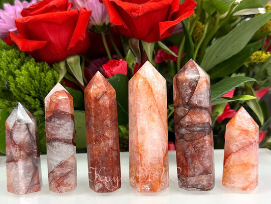 Wholesale Lot 1 Lb Natural Hematoid Fire Quartz Obelisk Tower Point Crystal Healing