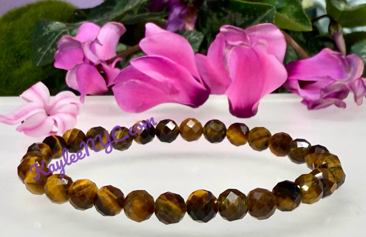 6 PCs Faceted Natural Tiger Eye 6mm 7.5” Stretch Bracelet