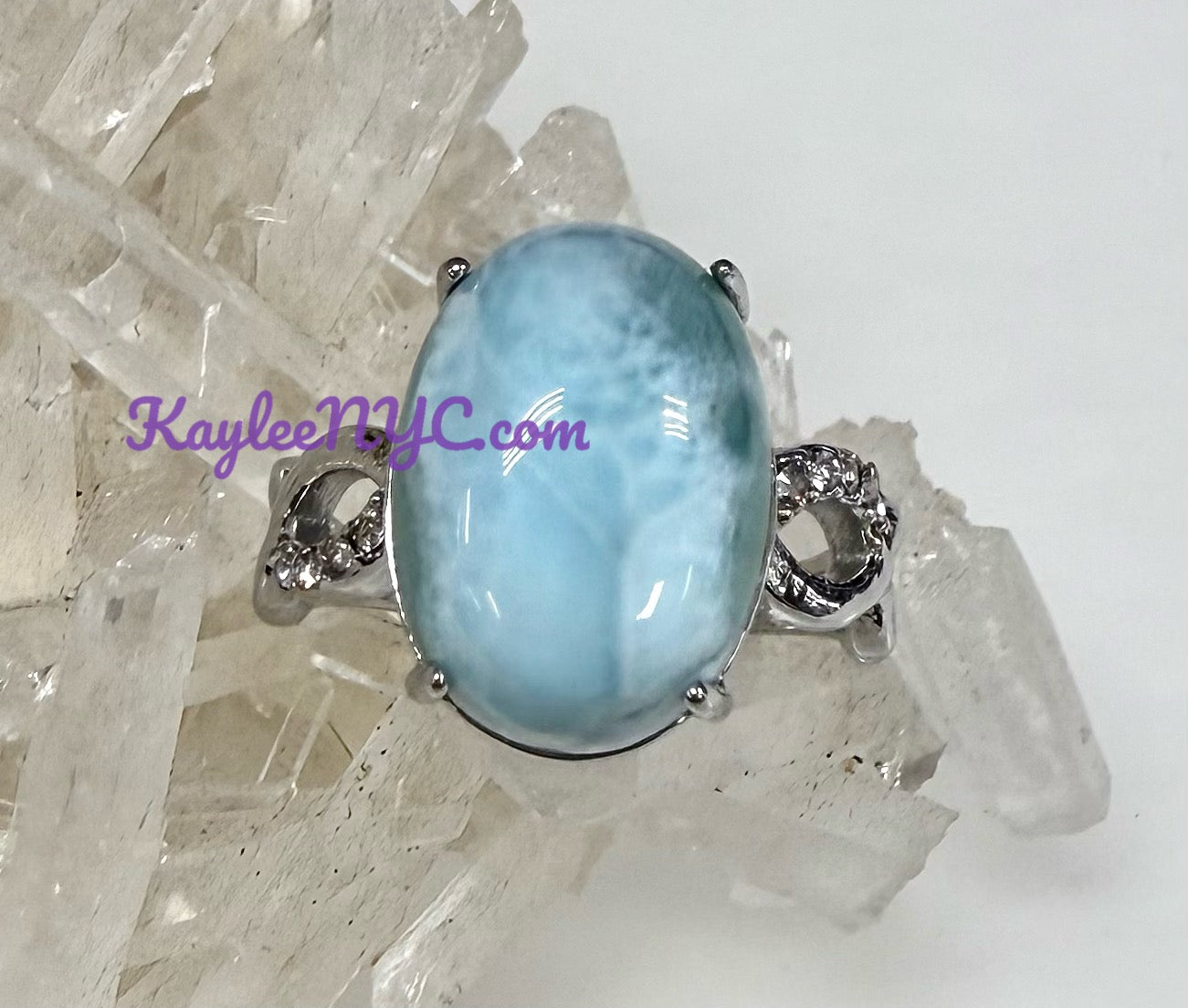 Wholesale Lot 6 pcs Natural Larimar Stainless Steel Ring 10x14mm