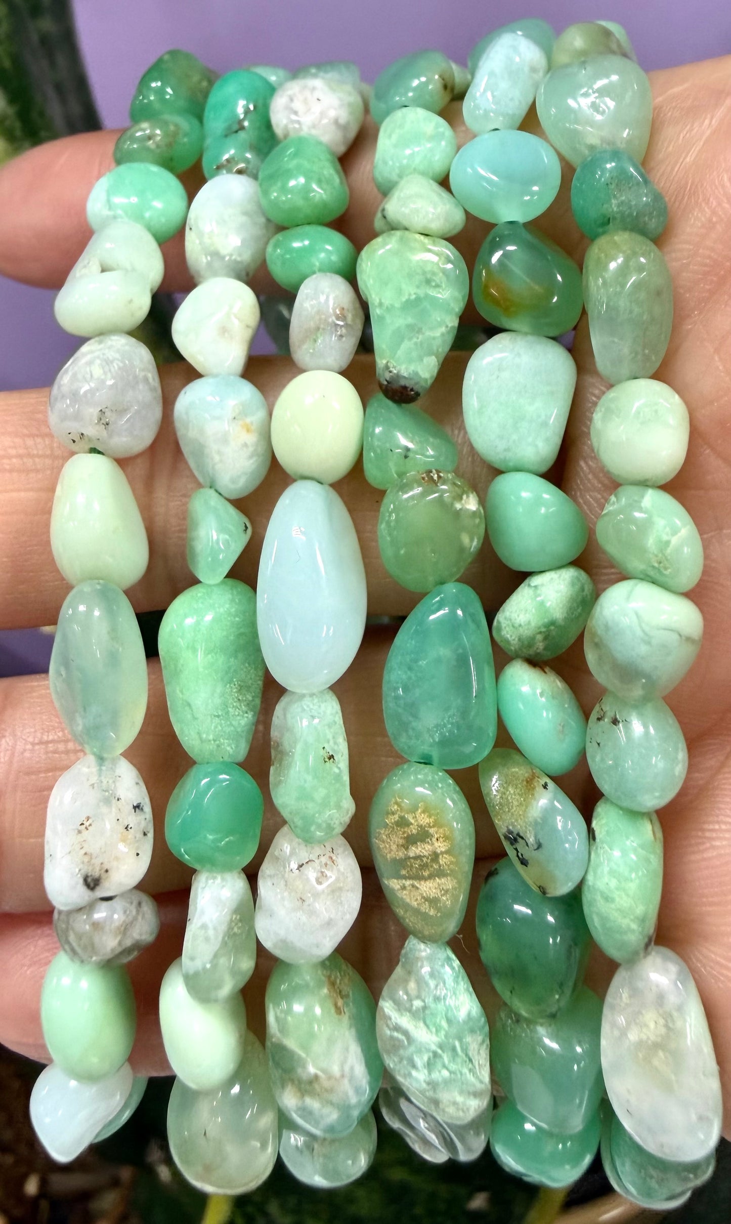 Wholesale 6 Pcs ~7mm Chrysoprase Natural Crystal tumble Stretch Bracelet 7.5”
