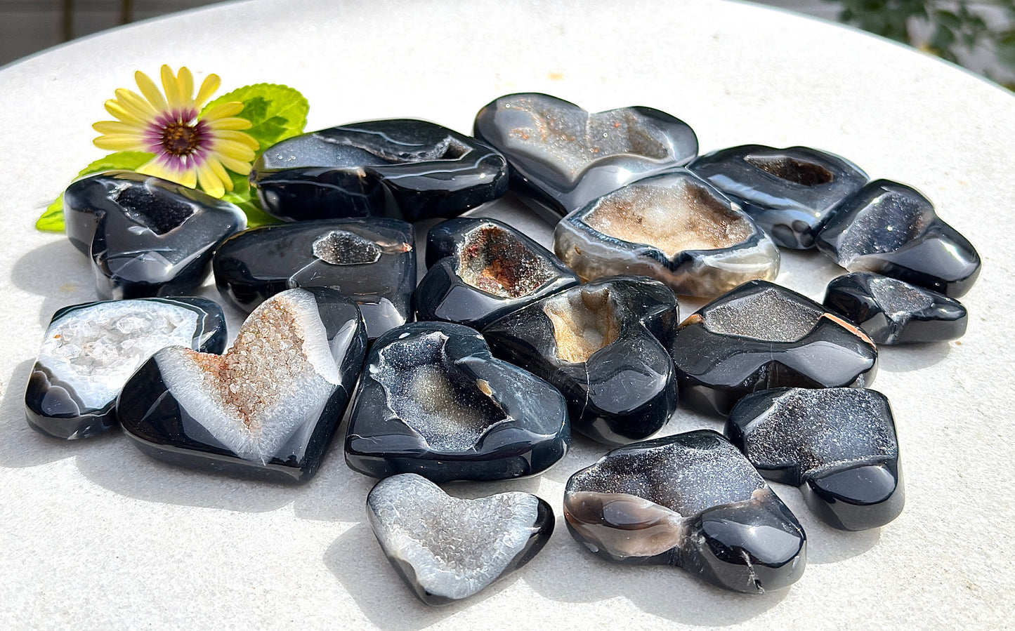 Wholesale 2 Lb Lot Natural Druzy Onyx Heart Crystal Energy