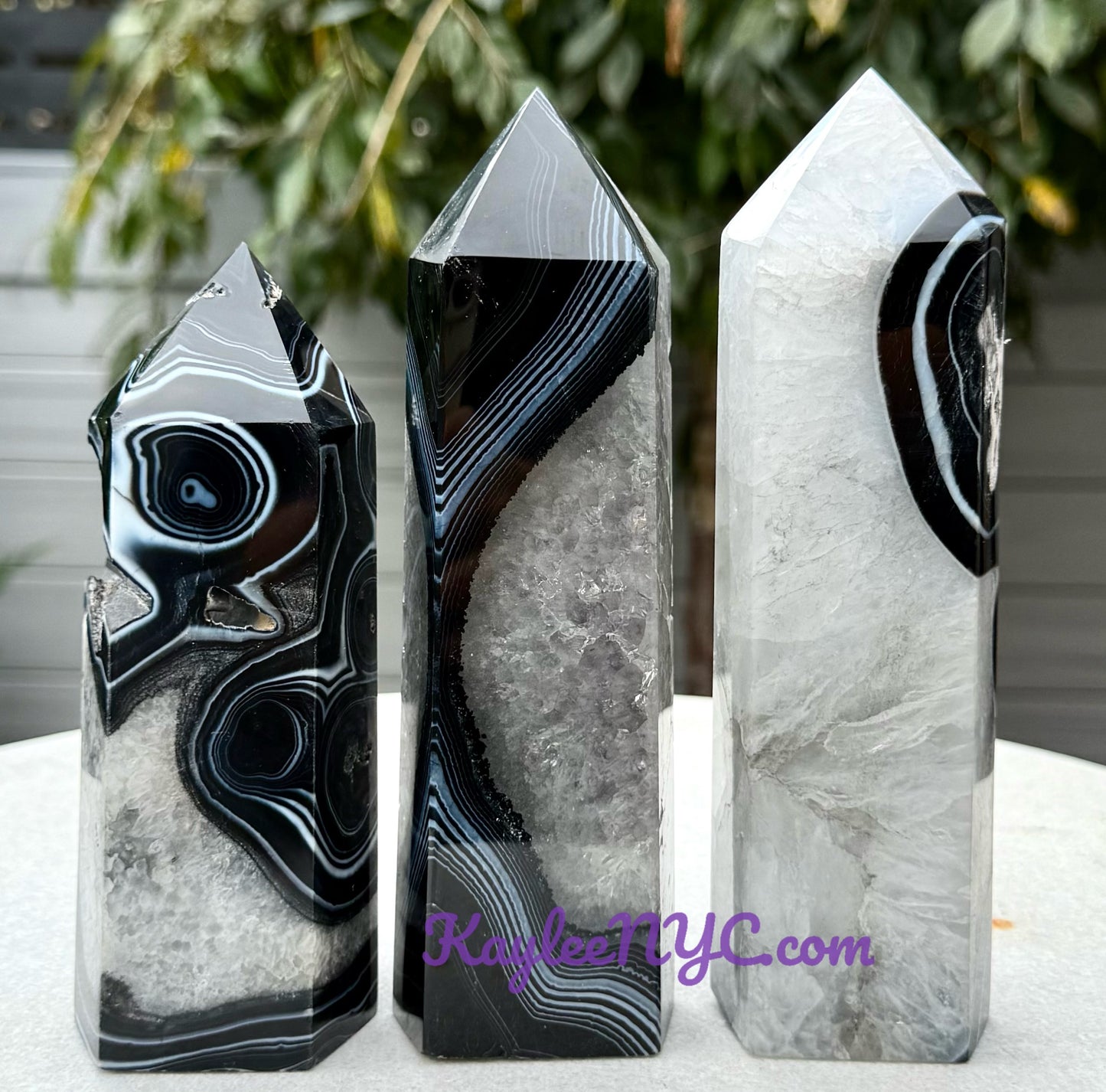 3-4 pcs Natural Black Onyx Obelisk Tower