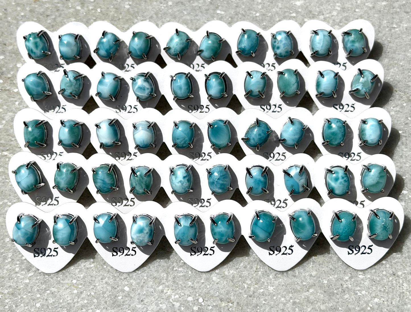 Wholesale Lot 5 Pairs Natural Larimar Sterling Silver (925) Posts