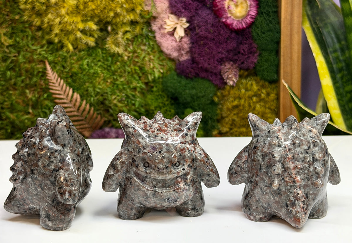 Wholesale Lot 6 PCs Natural Nephrite Jade & Yooperlite Cartoon Monster Ghost Jangar Crystal Healing Energy