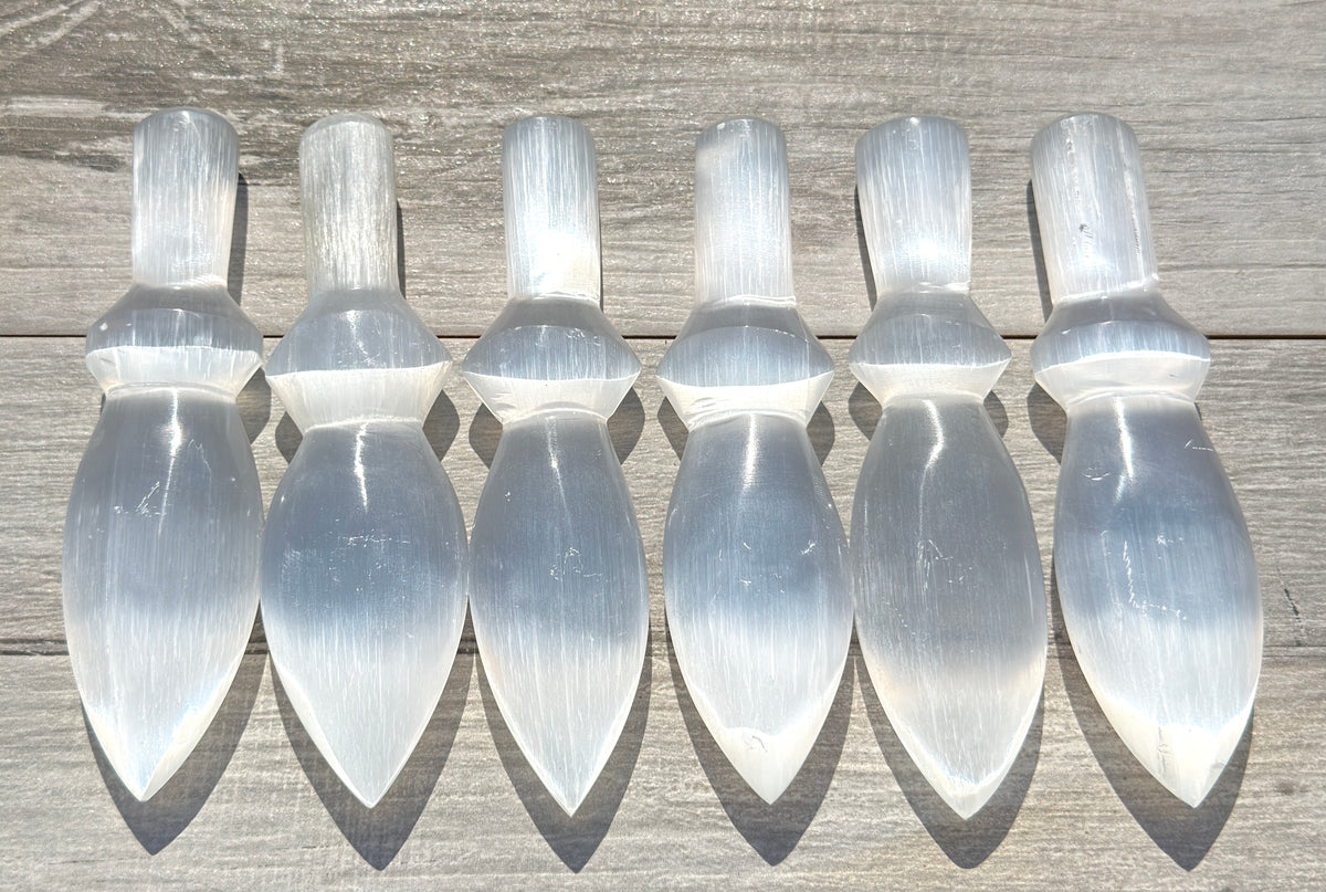 Wholesale Lot 6 pcs Natural Selenite aka Satin Spar Dagger 20cm