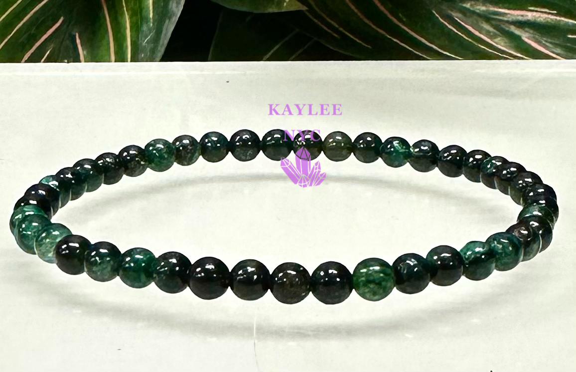 6 PCs 4mm Natural Green Lepidolite Stretch Bracelet 7.5”