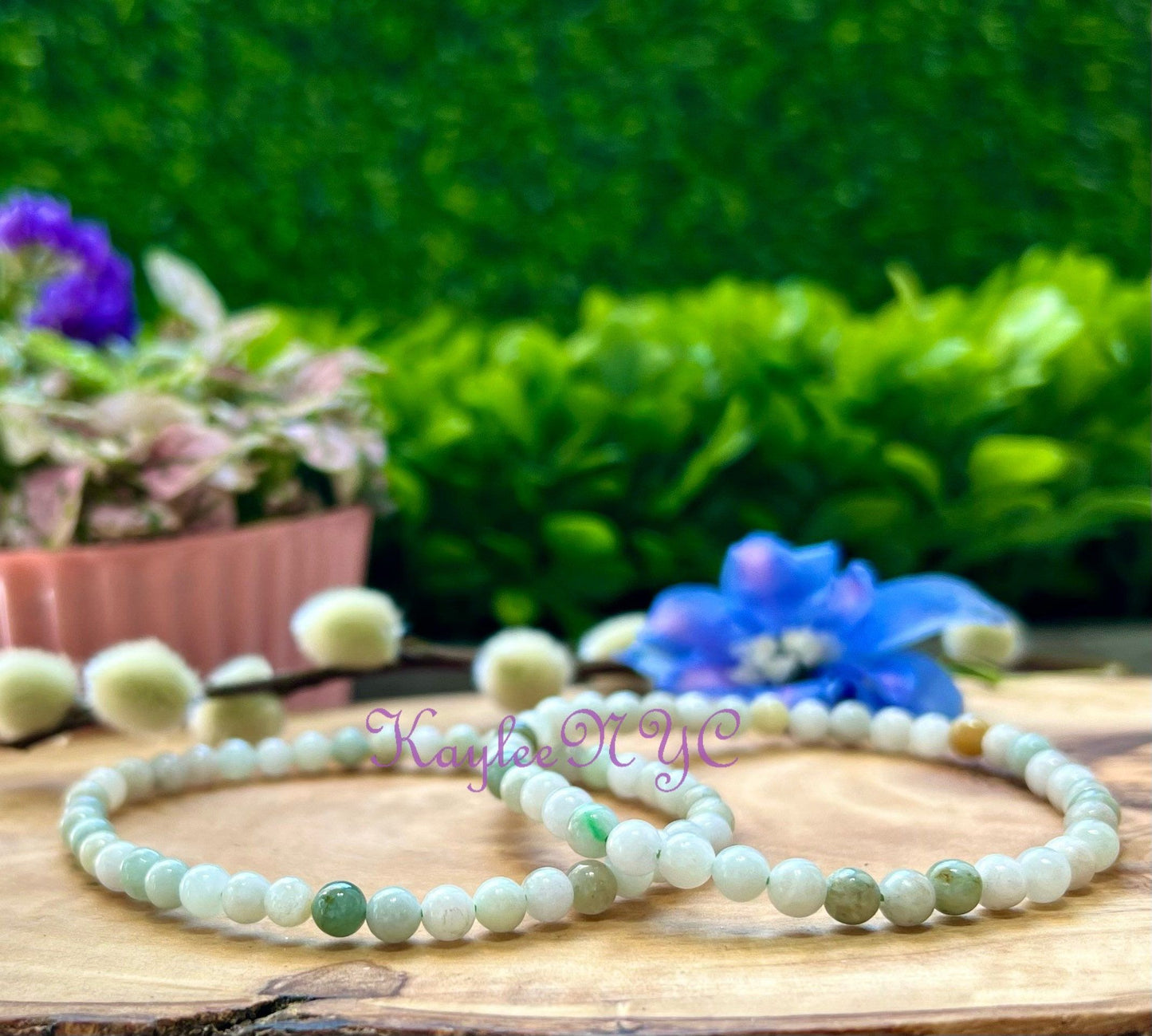 Wholesale Lot 6 Pcs Natural Jade 4mm 7.5” Crystal Healing Stretch Bracelet