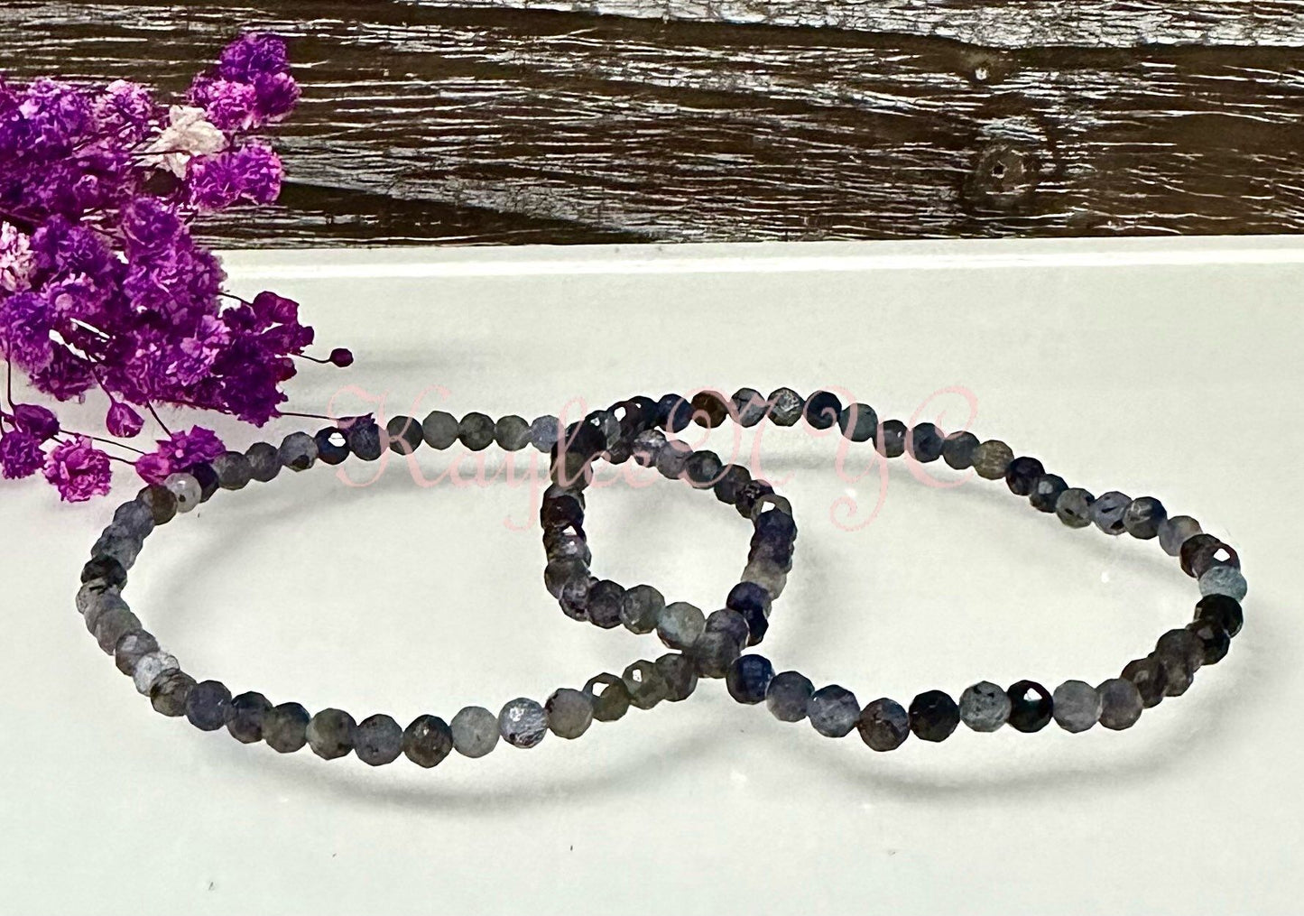 Wholesale Lot 6 Pcs Natural Iolite Faceted 4mm 7.5” Crystal Healing Stretch Bracelet