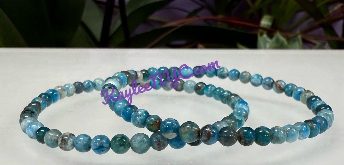 Wholesale Lot 6 Pcs Natural Apatite 4mm 7.5” Crystal Healing Stretch Bracelet