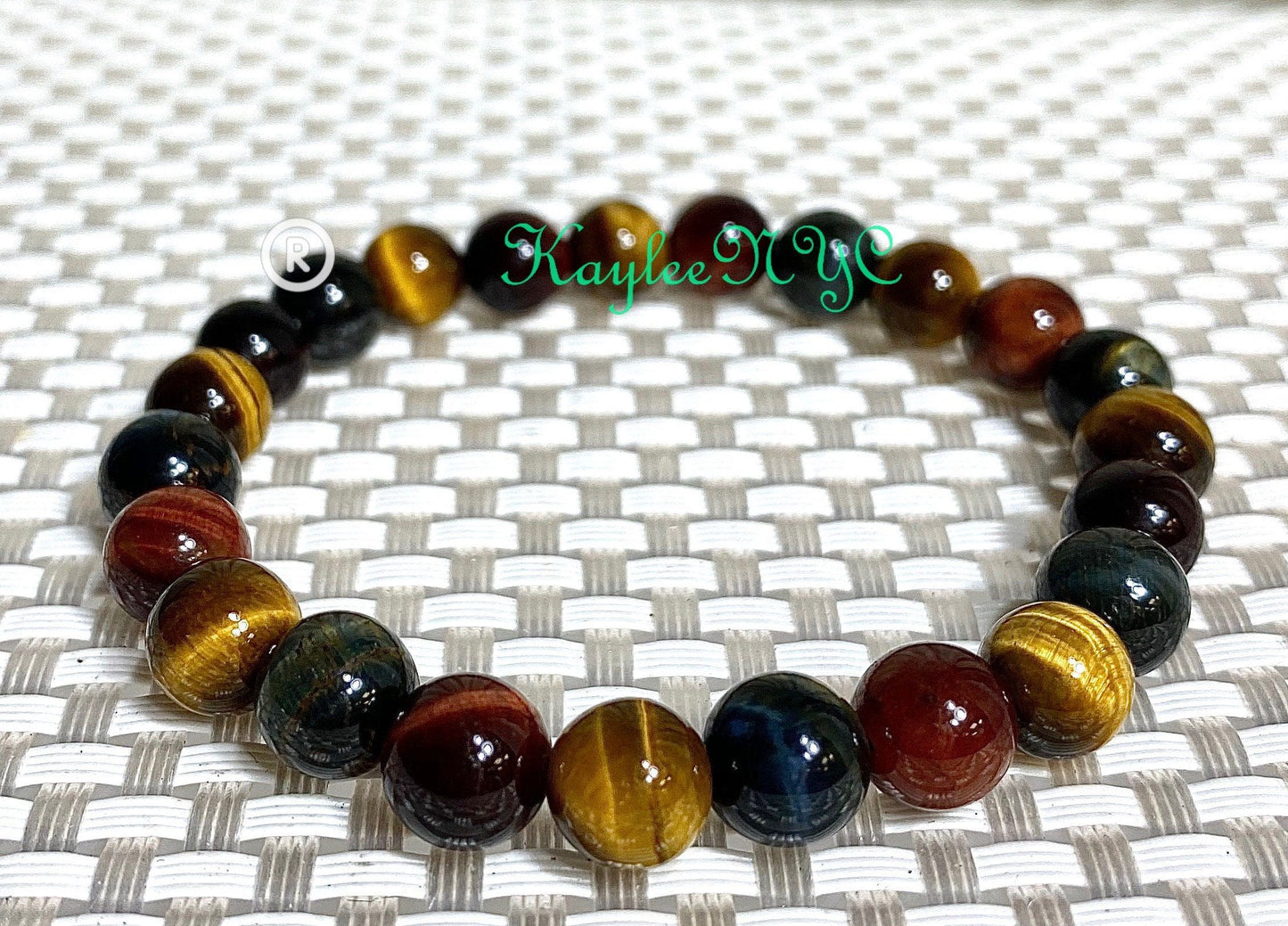 Wholesale Lot 6 Pcs Mix Tiger Eye 8mm 7.5” Crystal Healing Stretch Bracelet