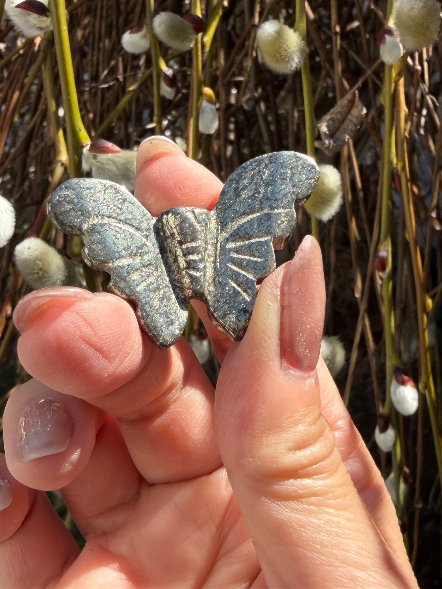 12 PCs Pyrite Butterfly Carving Natural Crystal Healing Energy