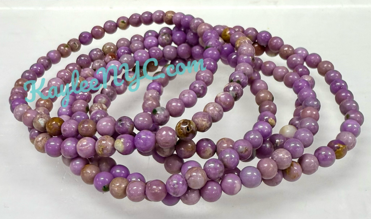 6 PCs Natural Phosphosiderite 5mm 7.5” Stretch Bracelet