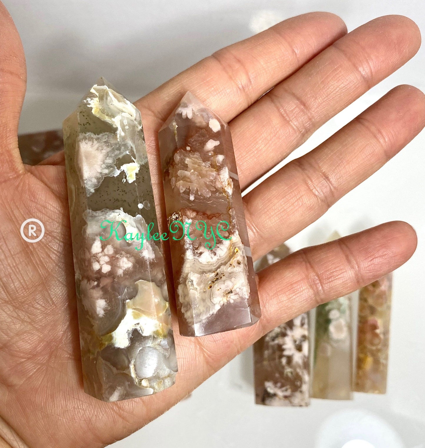 Wholesale Lot 1 Lb Natural Flower Agate Obelisk Point Crystal Healing Energy