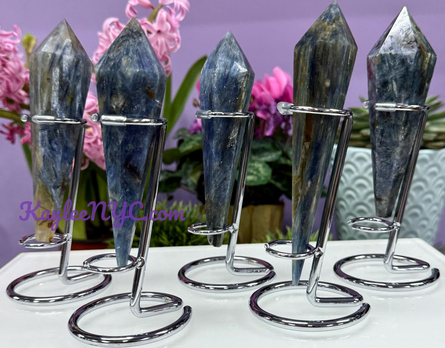 Wholesale Lot 5 pcs Natural Blue Kyanite Scepter w stand Crystal Energy