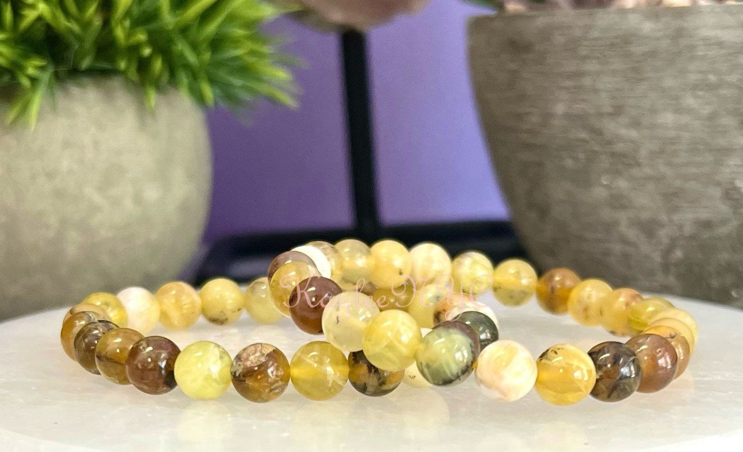 Wholesale 6 Pcs Natural Yellow Opal 8mm 7.5” Crystal Healing Stretch Bracelet