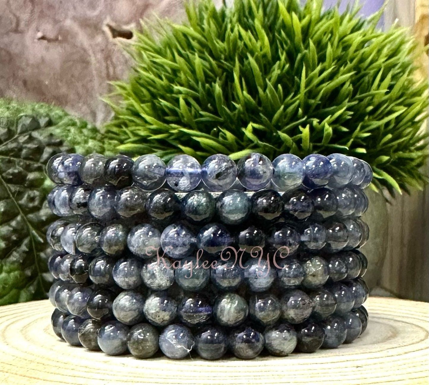 Wholesale Lot 6 Pcs Natural Iolite 6mm 7.5” Crystal Healing Stretch Bracelet