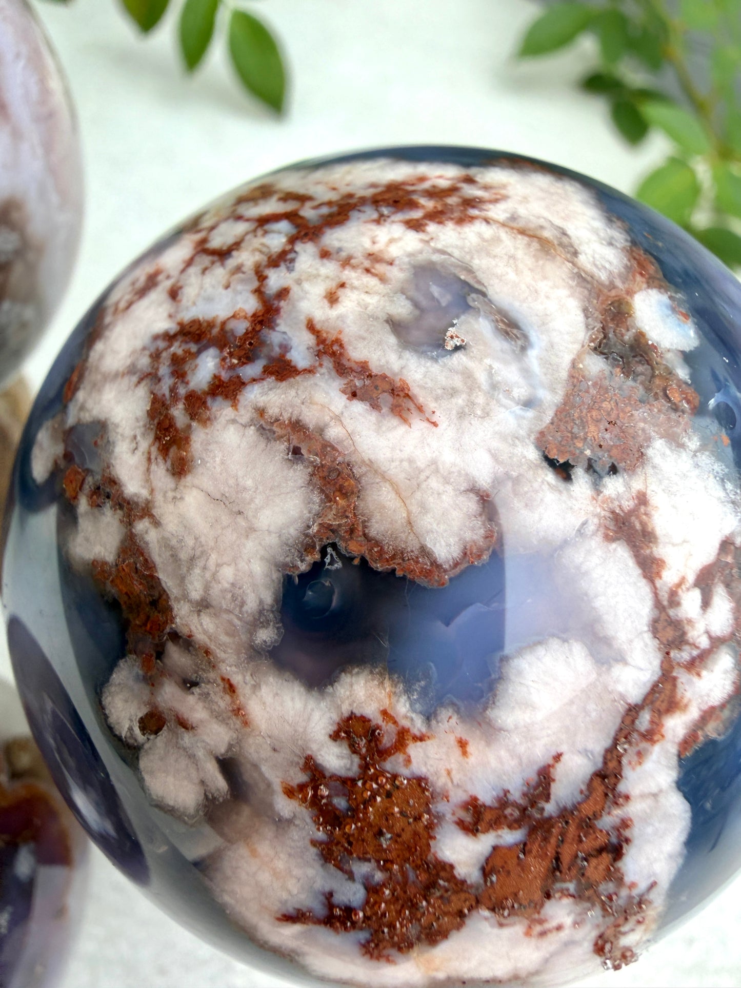 4pcs Blue Flower Agate Sphere Crystal Healing