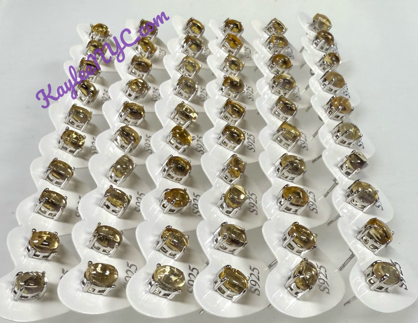 Wholesale Lot 5 Pairs Natural Citrine Sterling Silver(925) Earring Studs 5x7mm
