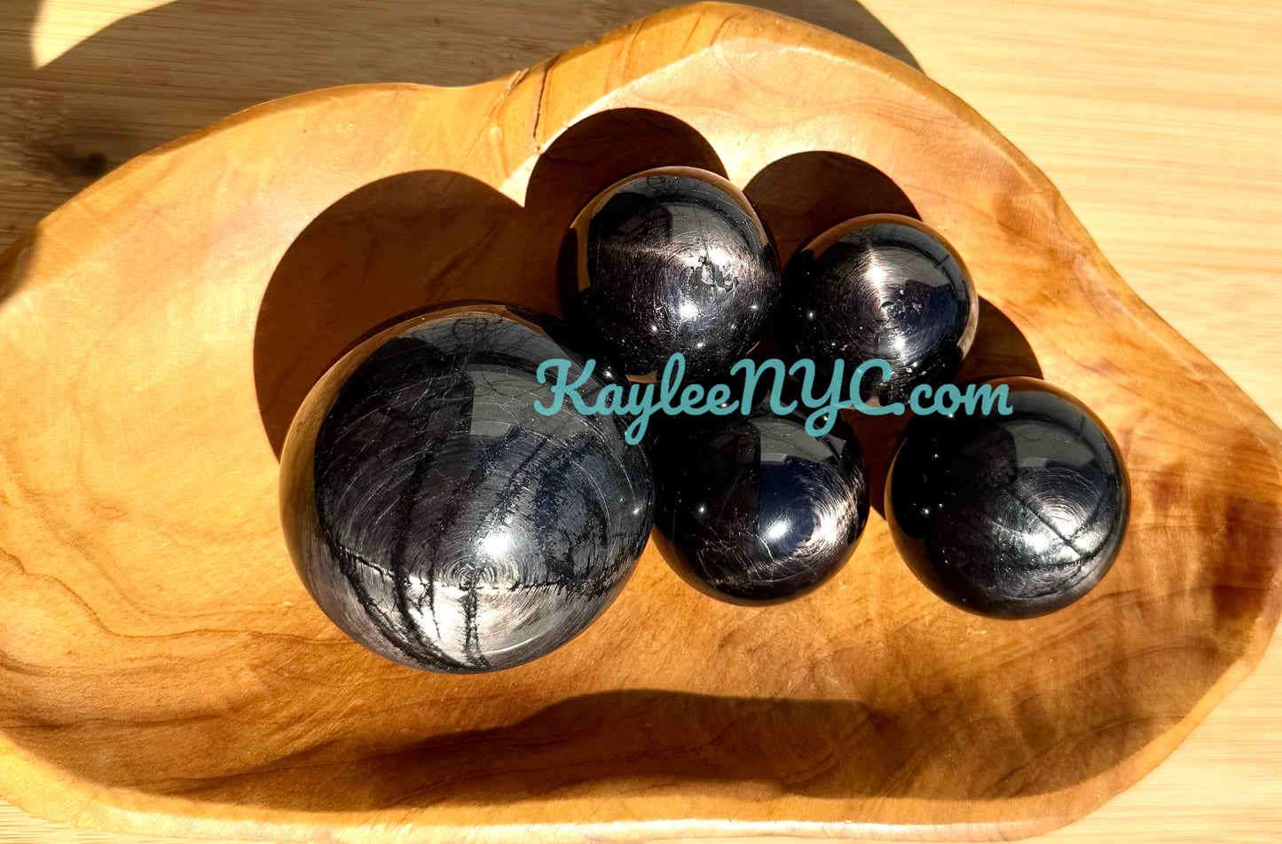 5 PCs Natural Hypersthene Sphere Healing Energy