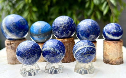 Wholesale Lot 8 Pcs Natural Lapis Lazuli Sphere Crystal Ball 1.9-2lbs Healing energy