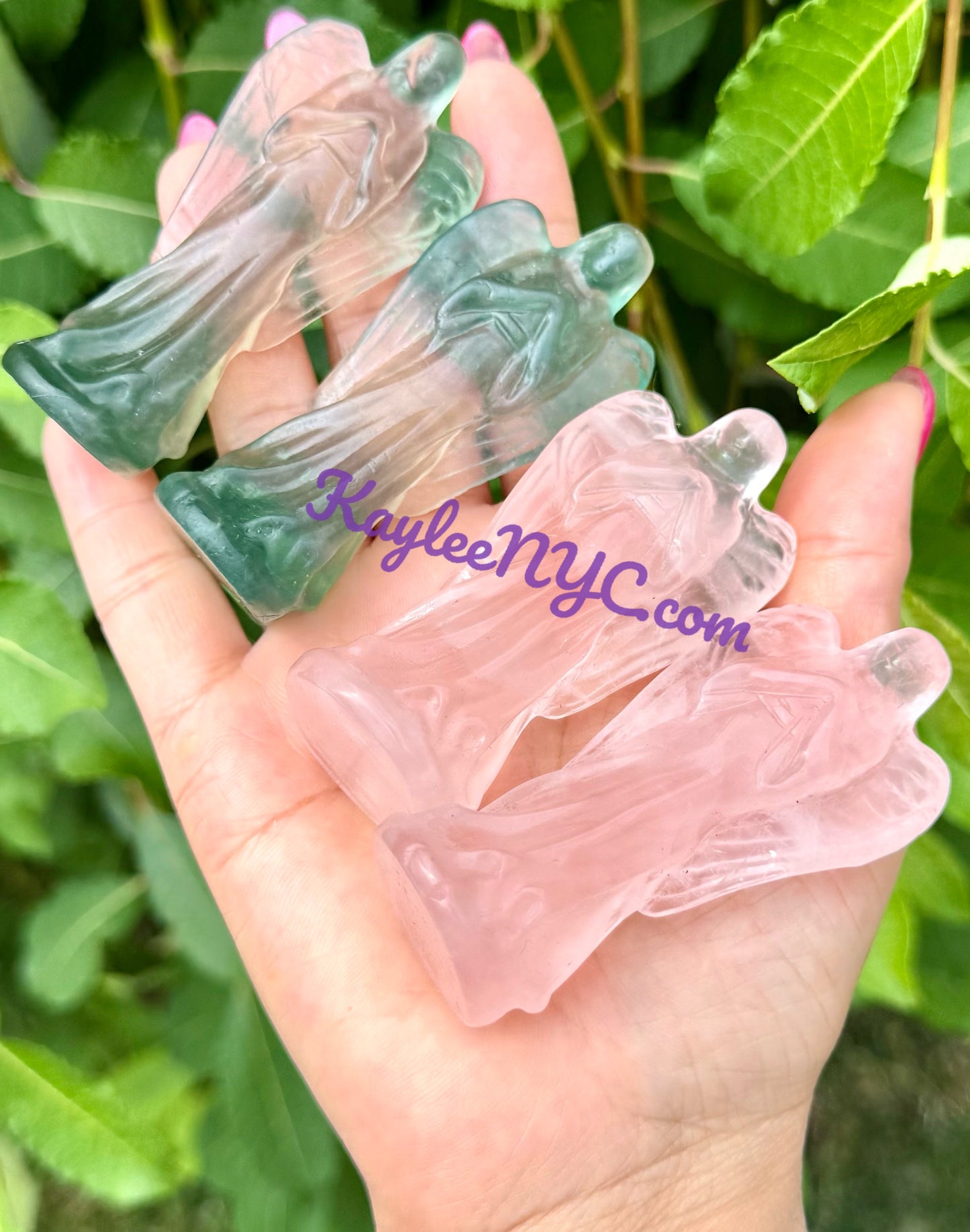 Wholesale Lot 4 PCs Natural Rose Quartz and Fluorite Angels Healing Energy