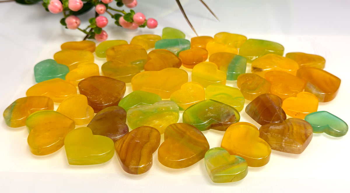 Wholesale 2 lbs Lot Natural Candy Fluorite Heart Crystal Energy