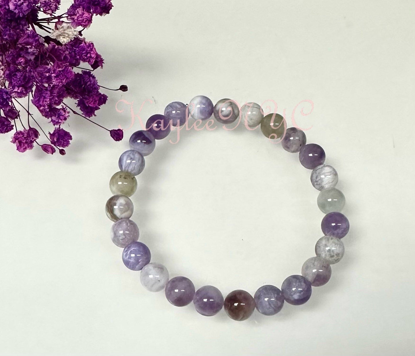 Wholesale 6 Pcs Natural Lavender Jade 8mm 7.5” Crystal Healing Stretch Bracelet