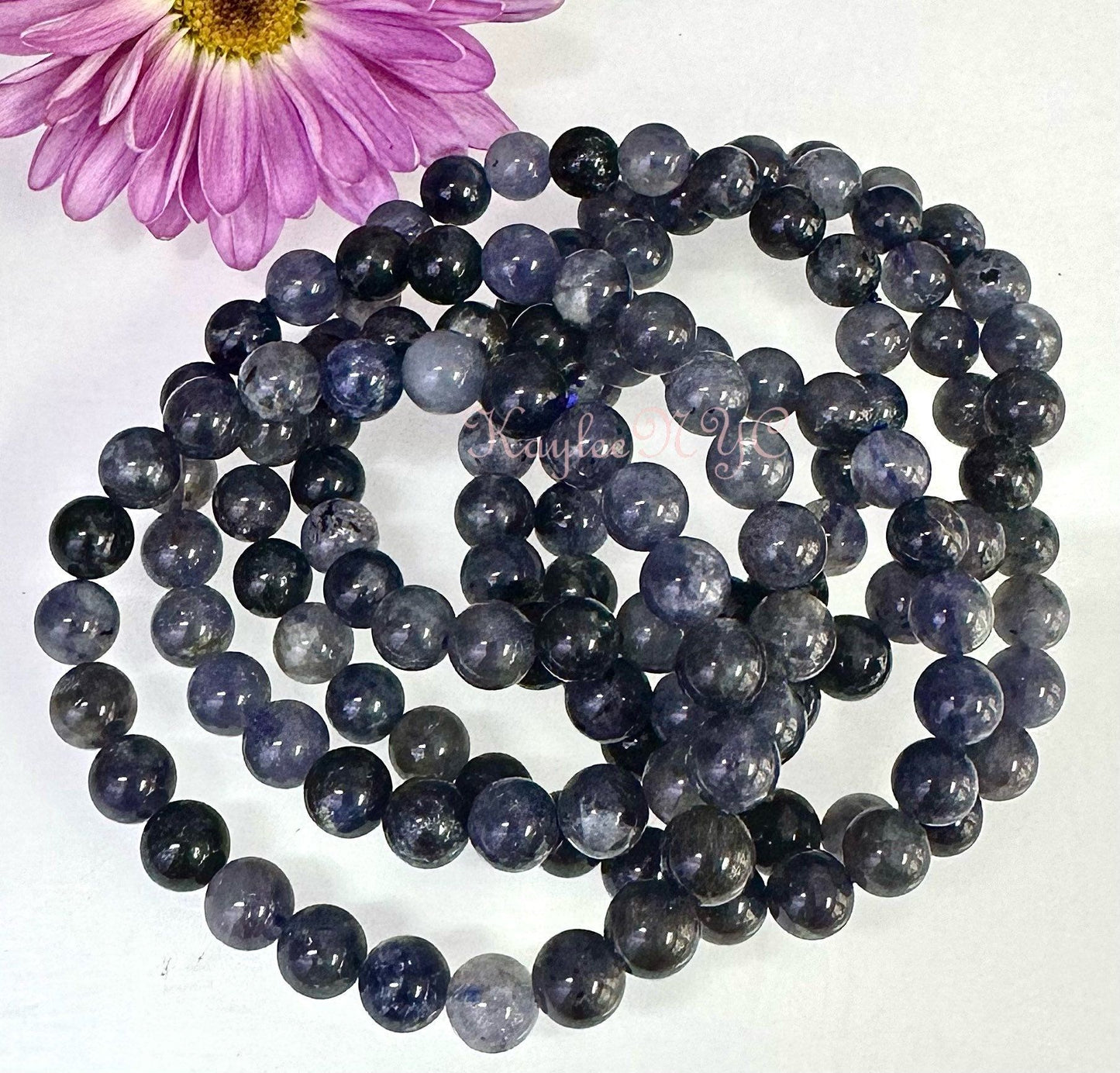 Wholesale Lot 6 Pcs Natural Iolite 8mm 7.5” Crystal Healing Stretch Bracelet