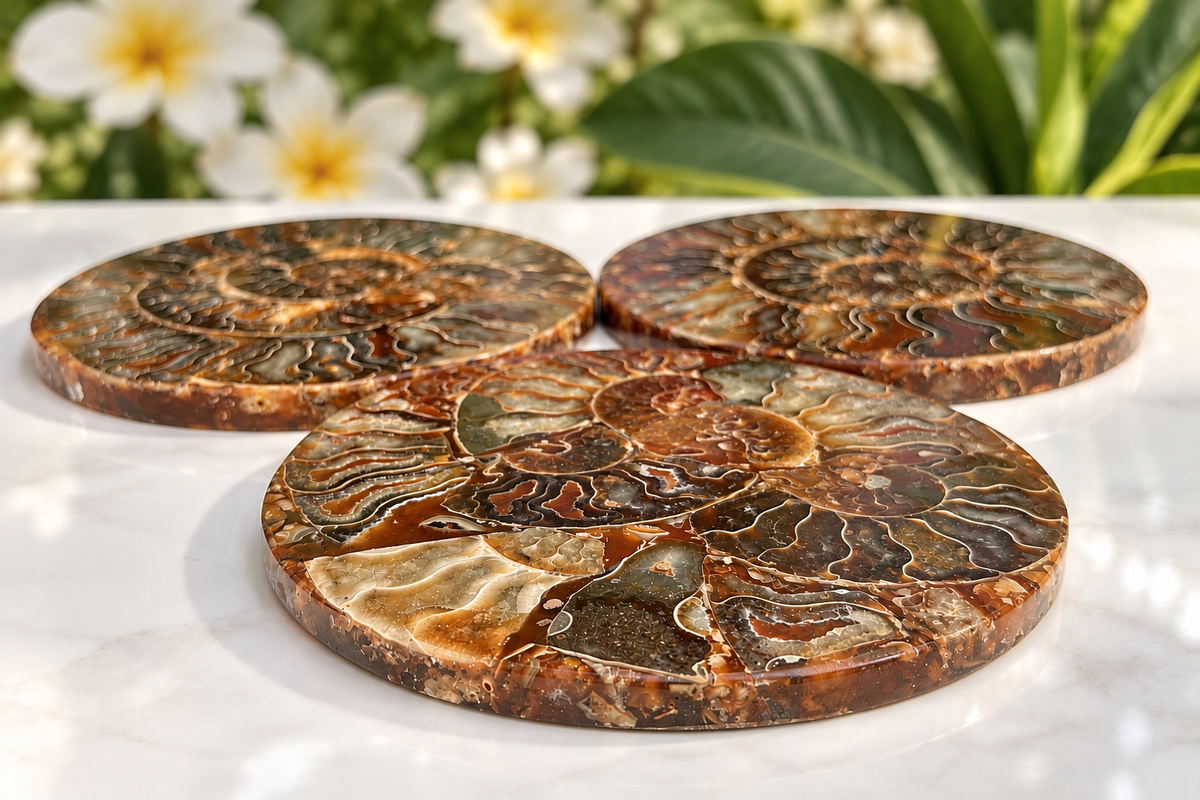 3 PCs Ammonite Fossil Disk 110mm