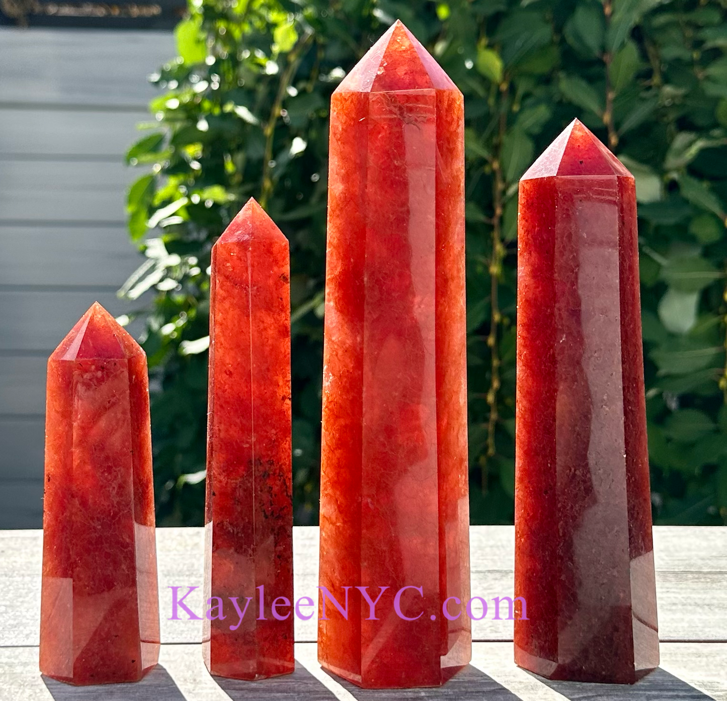 (Copy) Wholesale Lot 3 pcs large Natural Strawberry Quartz Obelisk Tower Point Crystal Healing