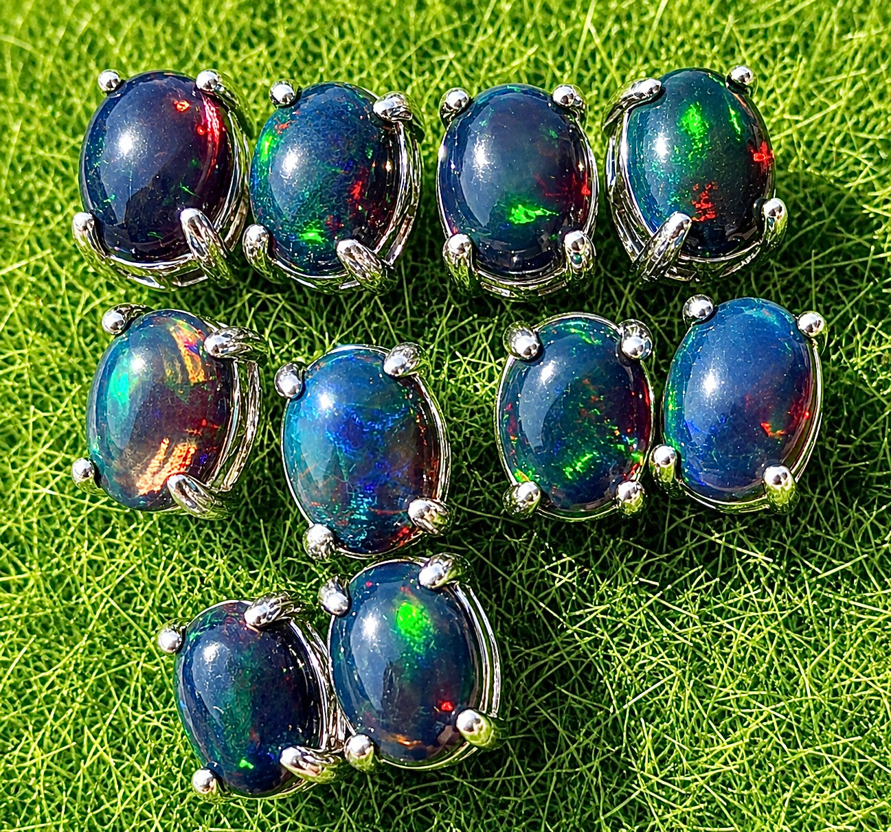Wholesale 5 Pairs Black Opal Sterling Silver(925) Posts