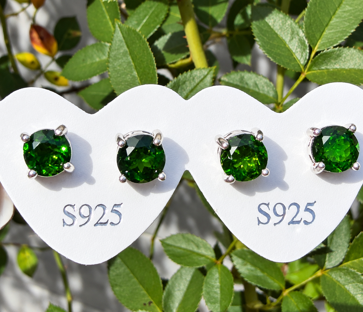 Wholesale Lot 5 Pairs Natural Diopside Sterling Silver(925) Earring Studs 6mm