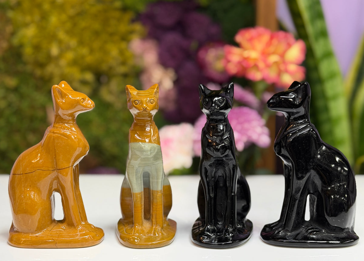 4 PC Mixed Natural Crystals Sphynx Cat Healing Energy
