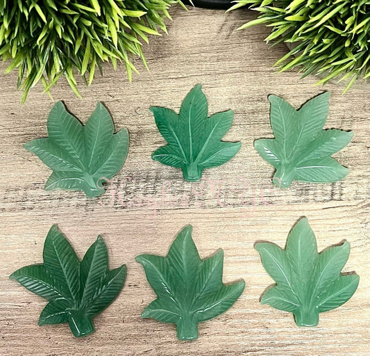 Wholesale Lot 6 PCs 2” Natural Aveturine Pot Leaf Healing Energy